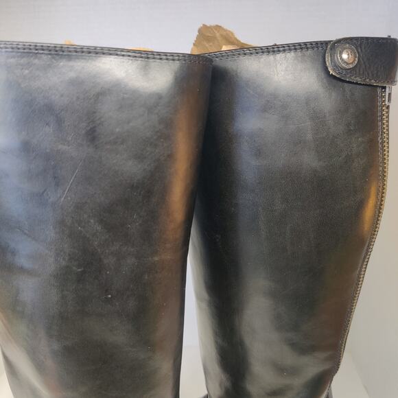 Frye Melissa Black Smooth Leather Knee High Button Back Zip Riding Boots 8 - Picture 15 of 15
